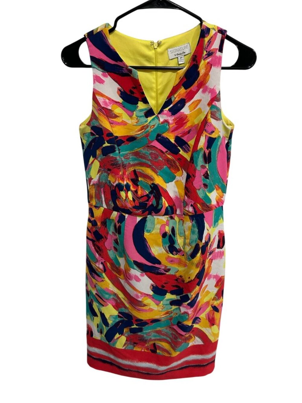 Signature Robbie Bee Sleeveless Sheath Dress Multicolor Sz 4P Watercolor Artsy